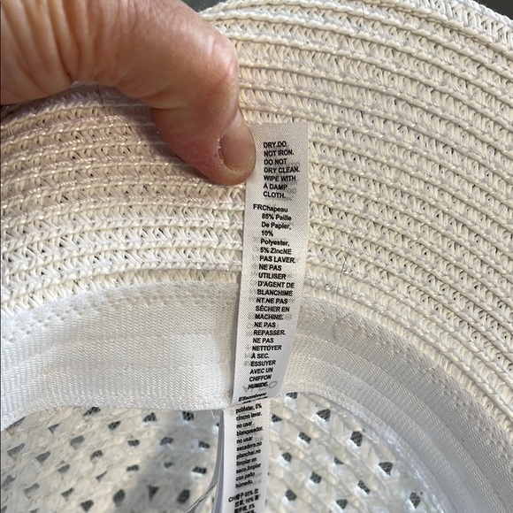 ALDO Chic White and Gold Sun Hat with Woven Design - Picture 8 of 8